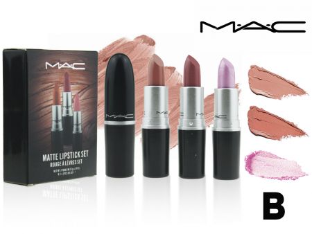 Набор кремовых помад MAC (увлажнение), 3 шт., ТОН B ( Качество ЛЮКС )