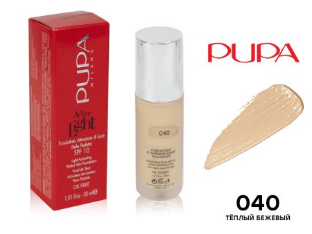 Тональный крем Pupa Active Light, SPF 10, 30 ml, ТОН 040